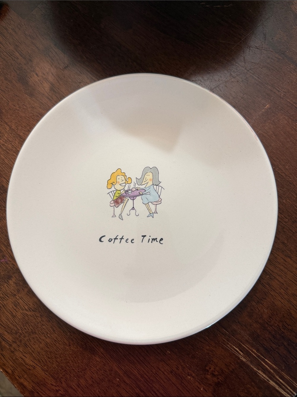 Coffee Time Decorative Dessert Plate in White Tabletops Gallery